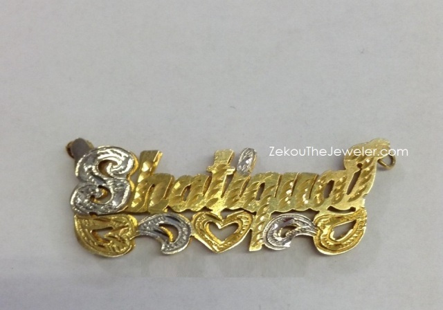 14K GP & Silver 3-D Name Plate /PERSONALIZED/ free necklace-Style 11